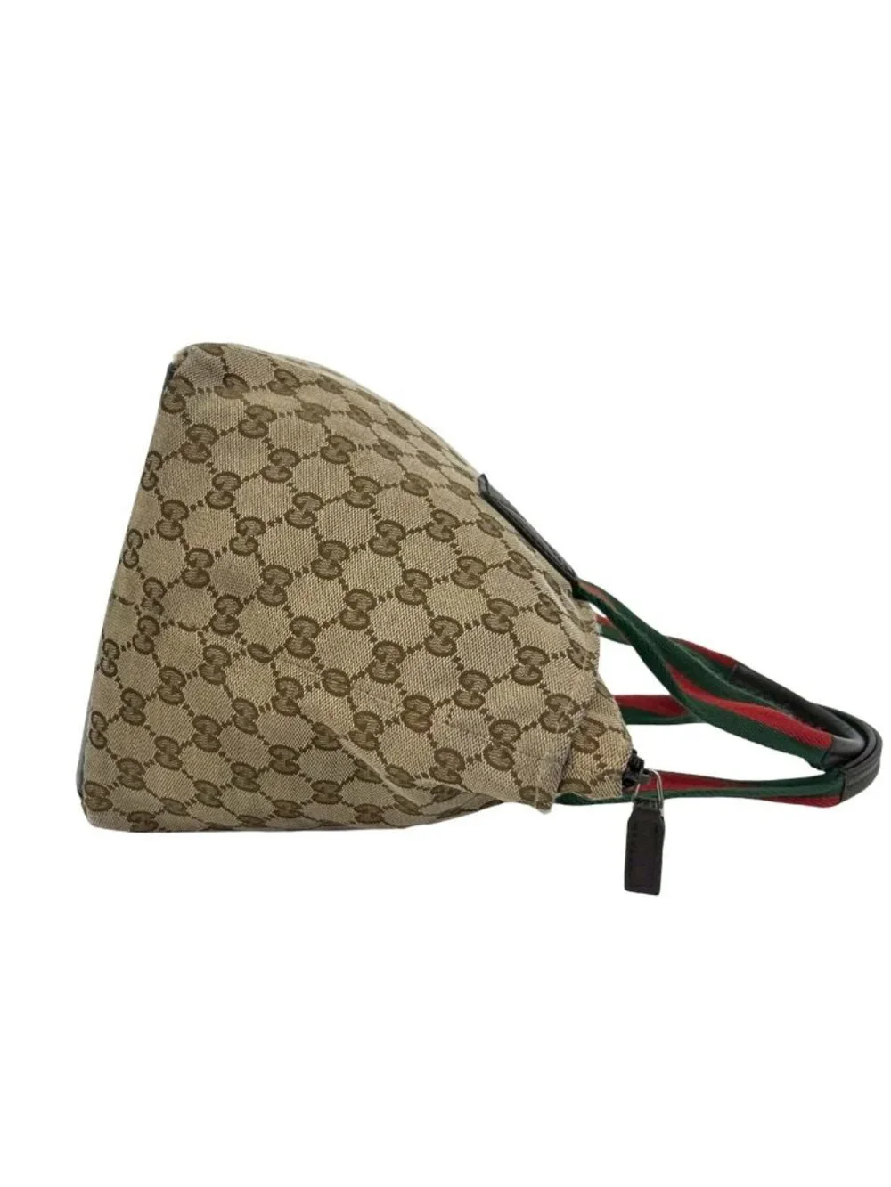 Gucci Sherry Line GG Logo Pattern Canvas Leather Handbag Mini Tote Brown